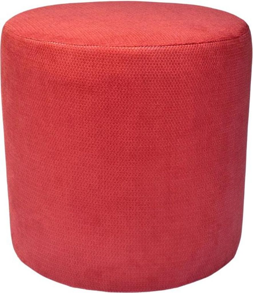 Velours-Hocker MAKALU 40x40 cm rund – stilvoller Fußhocker aus weichem Samt – Ziegelrot