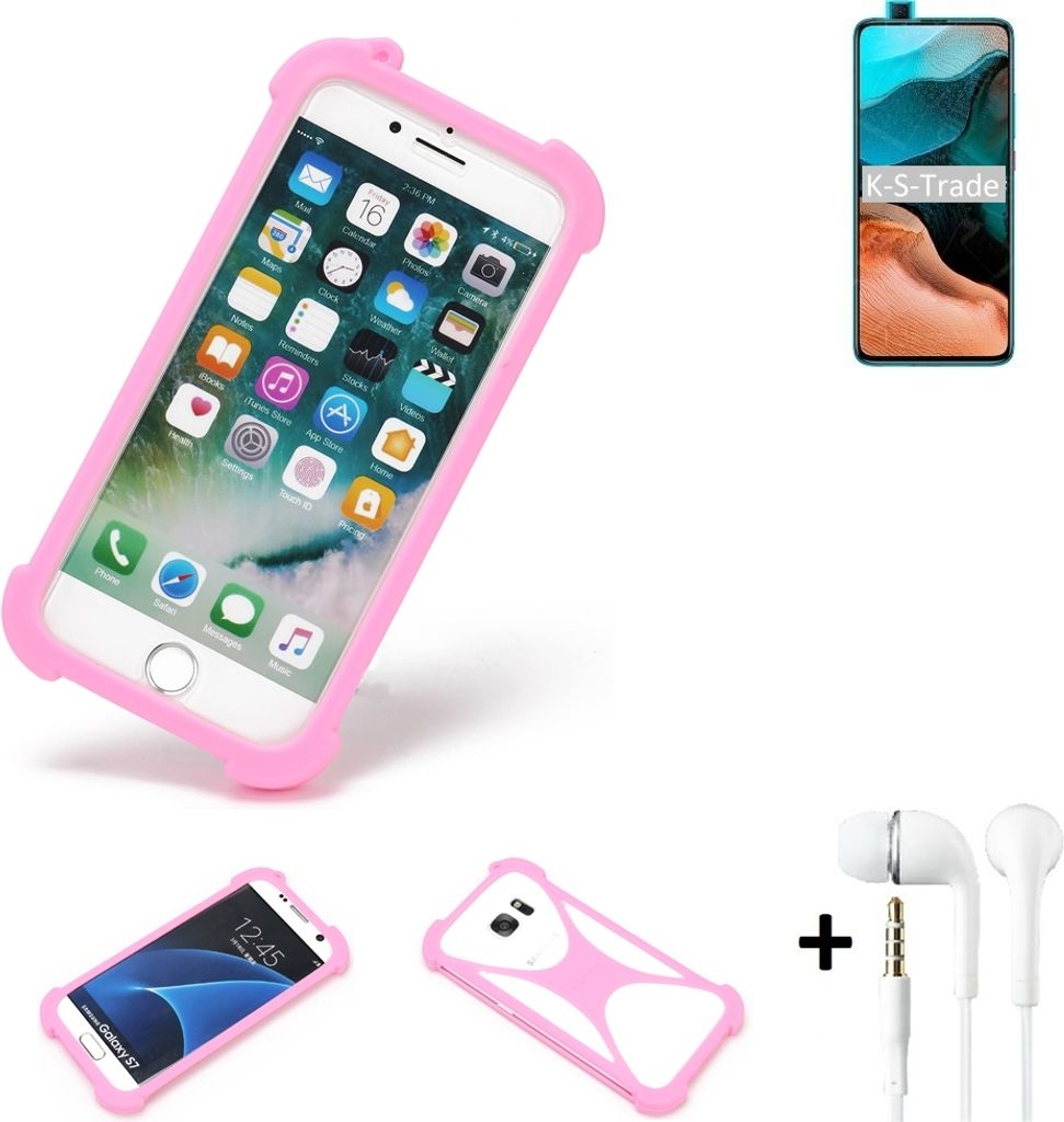 K-S-Trade Bumper + Kopfhörer kompatibel mit Xiaomi Redmi K30 Pro Handy Hülle Schutzhülle Silikon Schutz Hülle Cover Case Silikoncase Silikonbumper