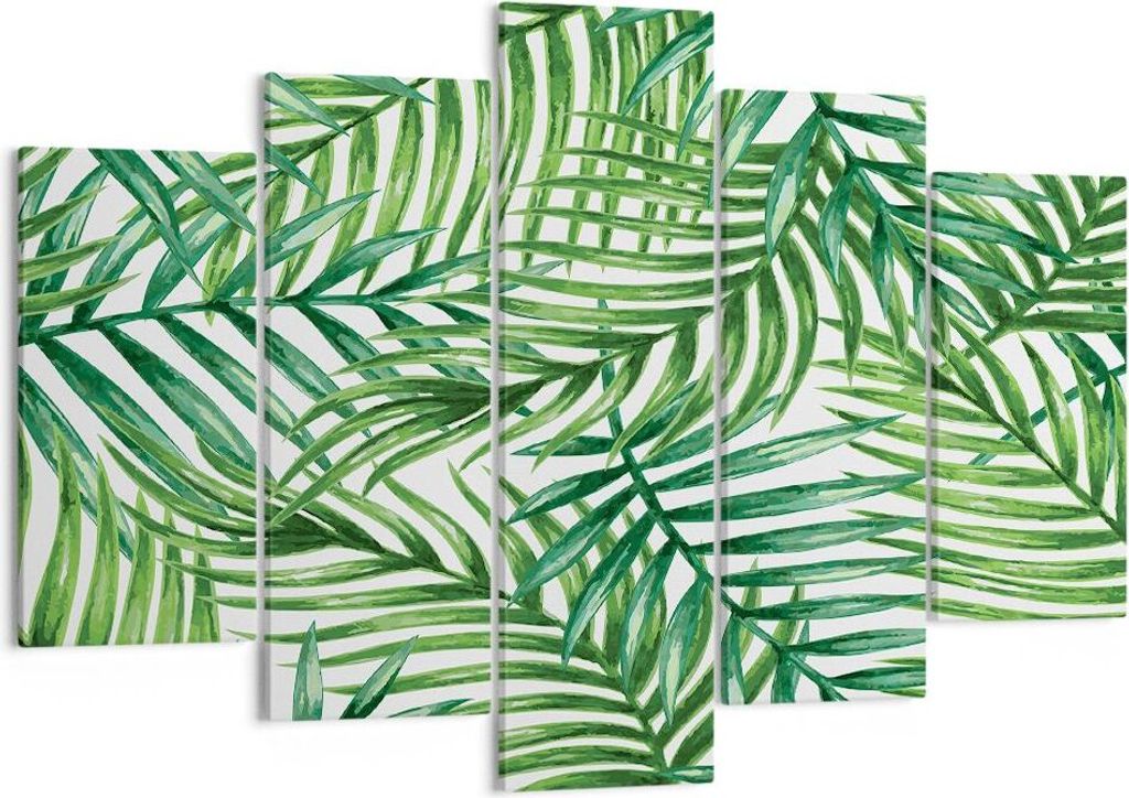 Bild auf Leinwand - Leinwandbild - Palme Blatt grün - 150x100cm - Wand Bild - Wanddeko - Leinwanddruck - Bilder - Kunstdruck - Wanddekoration - Le...