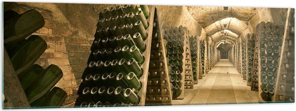 Bilder auf glas - Weinkeller Flaschen Keller - 160x50cm - Glasbilder - Wandbilder - Kunstdruck - zum Aufhängen bereit - Wanddekoration aus Glas - ...