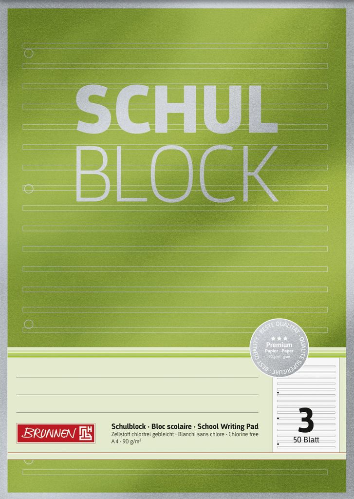 BRUNNEN 1052603 Bloc scolaire Premium A4 Lin. 3 Image du produit 