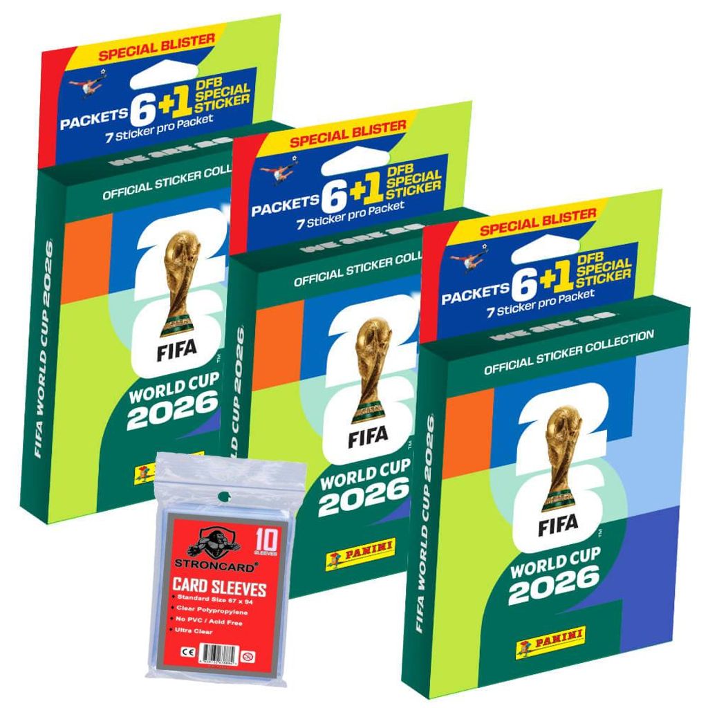 Fifa World Cup 2026 Sticker - WM Sammelsticker - 3 Blister + 10 STRONCARD Sleeves
