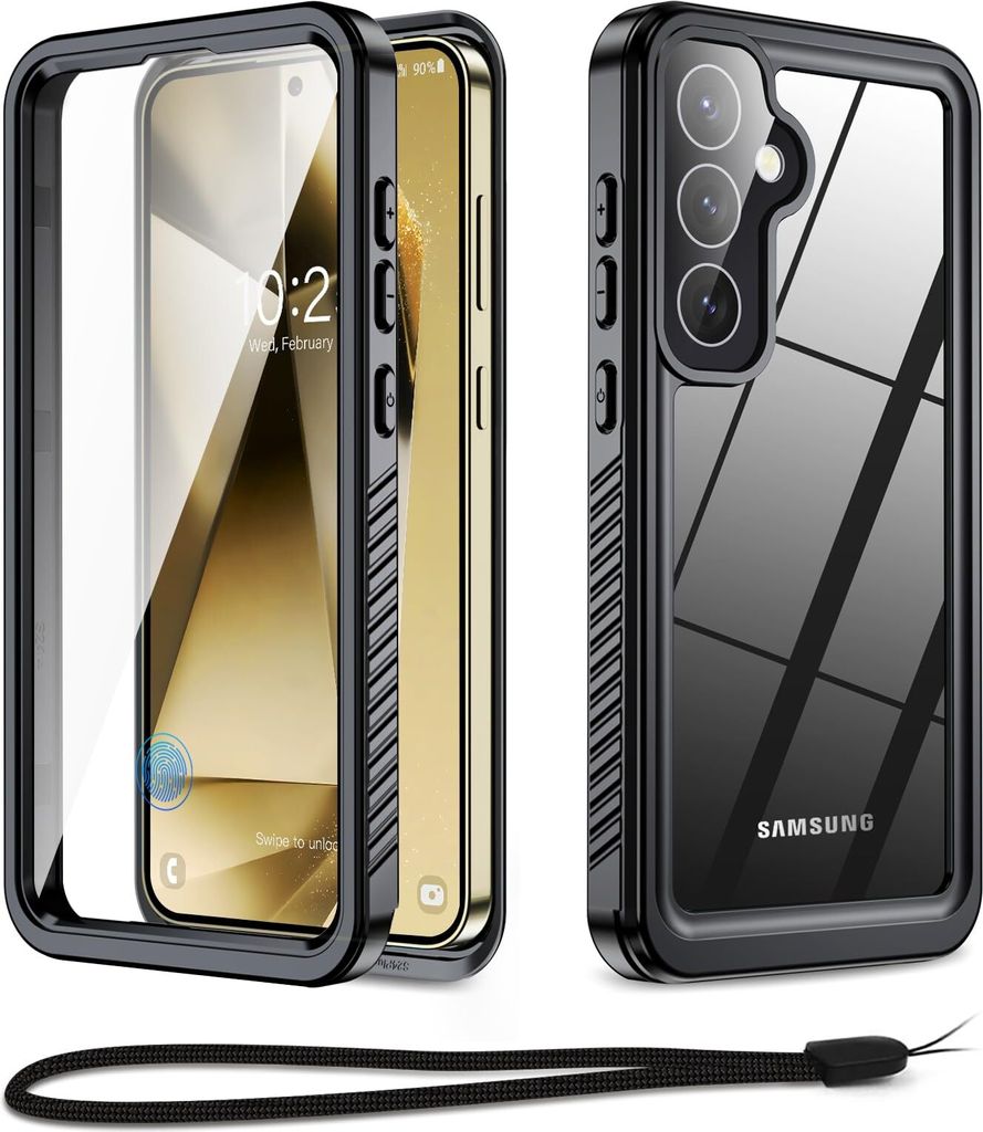 Vodotěsné pouzdro pro Samsung Galaxy S25+, IP68 voděodolné, nárazuvzdorné 360° ochranné pouzdro s ochranou displeje, černé