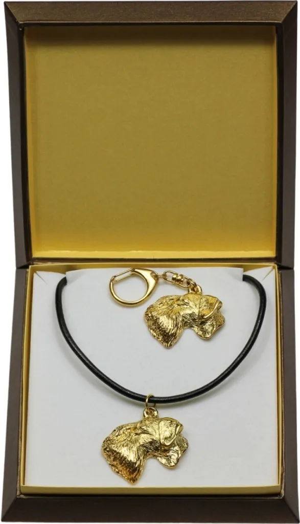 Art-Dog Collana e Portachiavi Český Teriér Placcato Oro 24ct Regalo