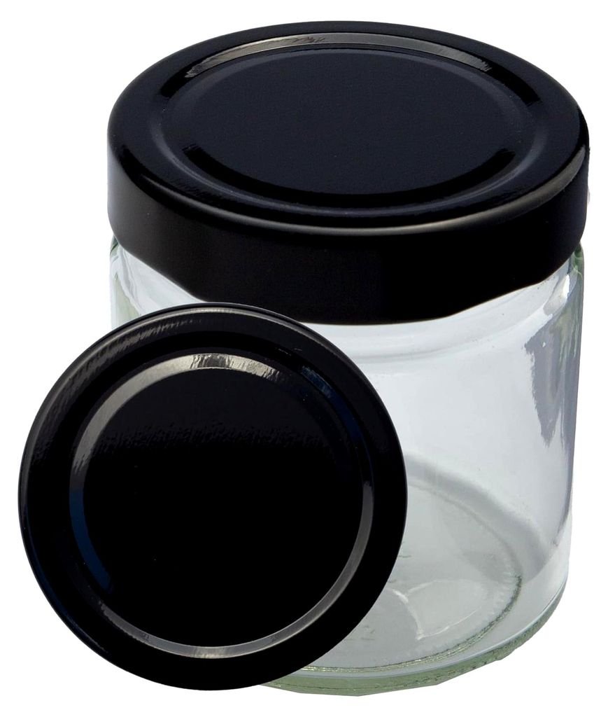 Deep-Twist-Off Honigglas mit Metalldeckel 250g | Schwarz | 1 Paket (96 Stück)