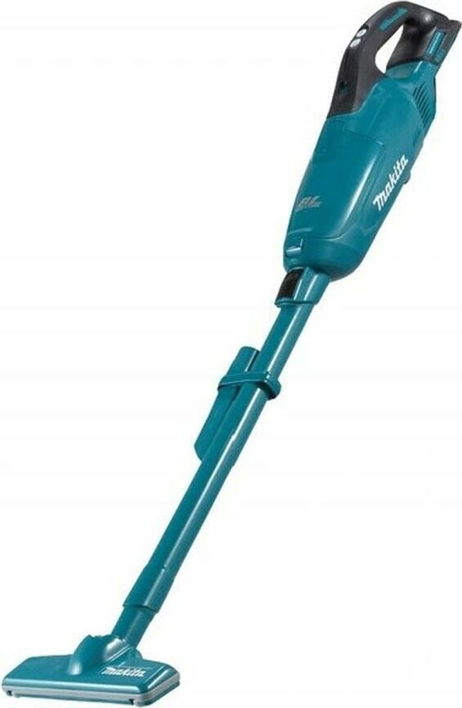 A teal and black cordless vacuum cleaner is shown against a white background.