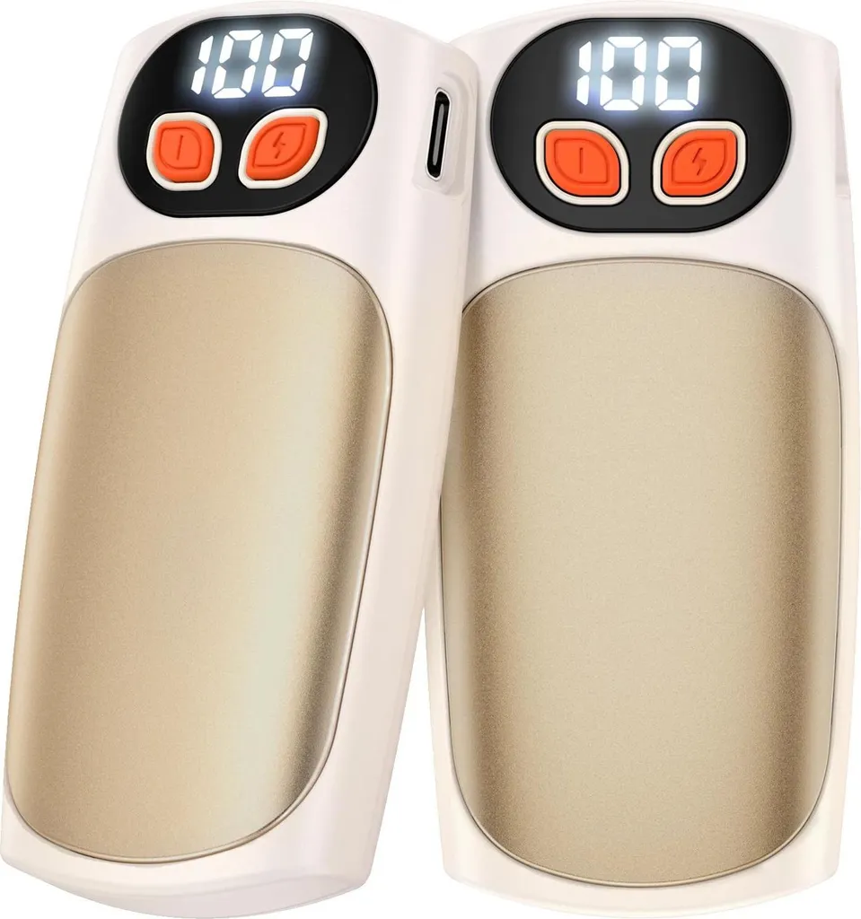 Chauffe-mains rechargeables USB champagne doré pour sports d'hiver