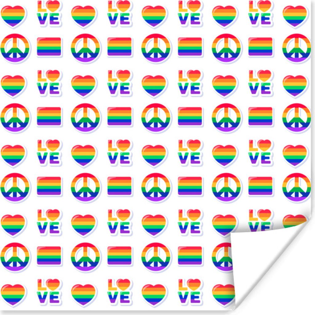MuchoWow Poster Regenbogen - Stolz - Flagge 50x50 cm - Wohnzimmerdekoration
