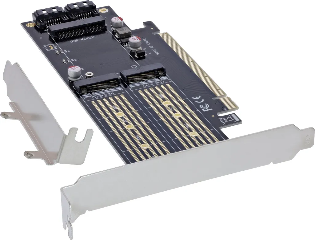 Carte PCIe x16 Triple Interface M.2 mSATA InLine avec Support SSD - 2