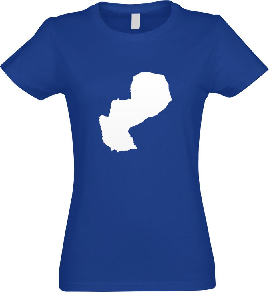 Kiwistar - T-Shirt tailliert - Damen - royal - Paraguay Umriss Kontur - mit Motiv Bedruckt - Funshirt Design - Sport - Freizeit - Damen - M