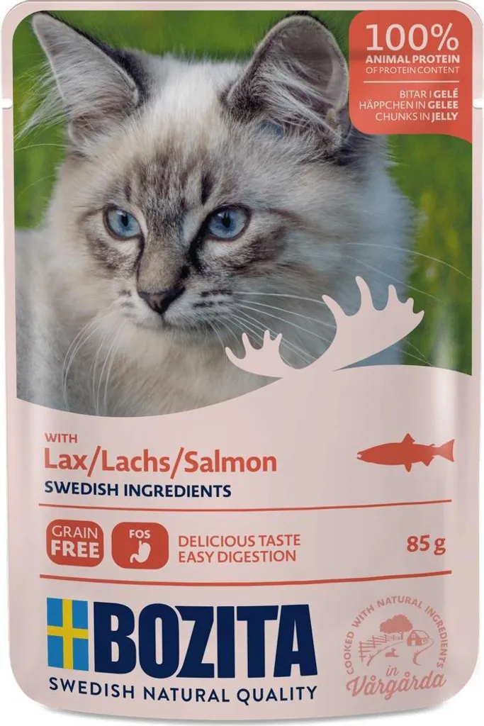 Pâtée pour chat Bozita Feline au saumon en gelée - Lot de 12 x 85g