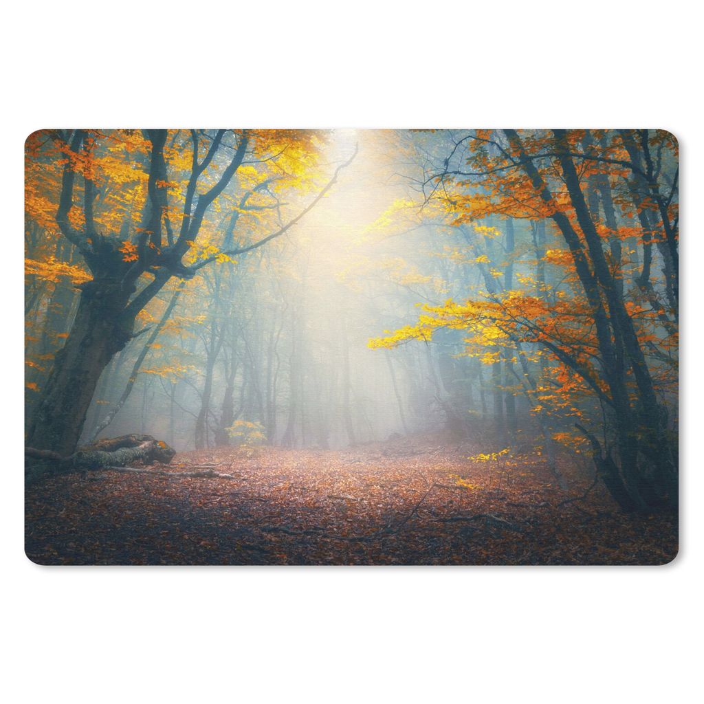 MuchoWow Mauspad Mousepad Wald - Nebel - Herbst 27x18 cm - Mousepads - Maus Mat - Pad - Mausunterlage - Büroartikel - Desk Matten