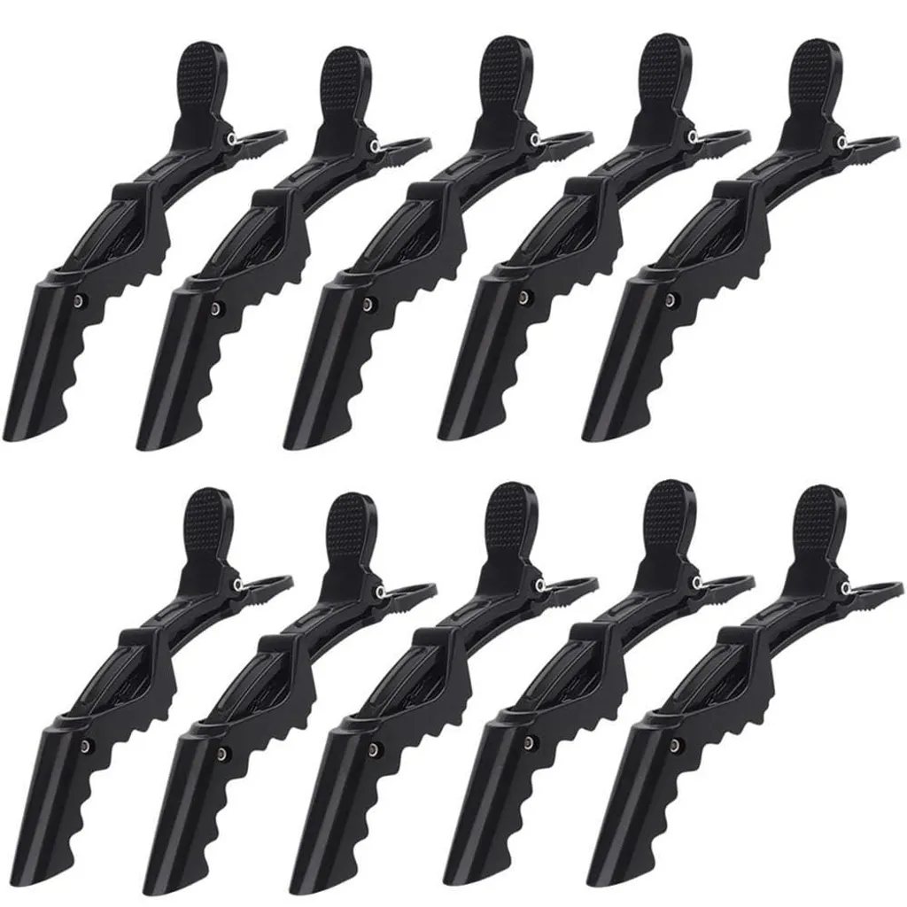Pinces à cheveux crocodiles professionnelles noires pour balayage et coupe