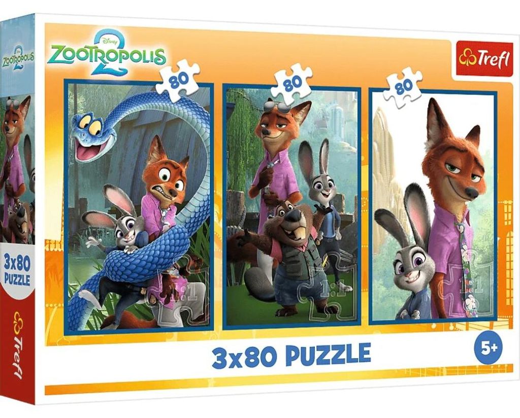 Trefl Puzzle-Set Disney Zootopia 2 - 3-in-1 Puzzle 80 Teile
