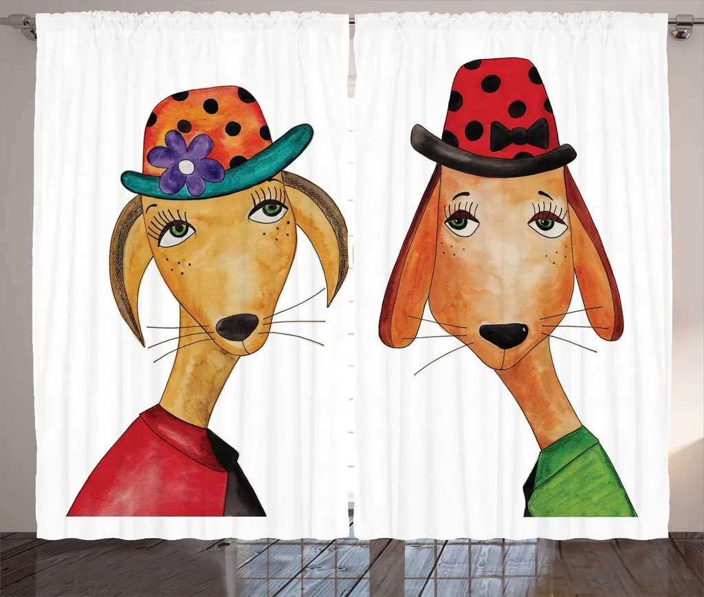 Rideau de salon à motifs dessins amusants imprimé multicolore 280x225 cm