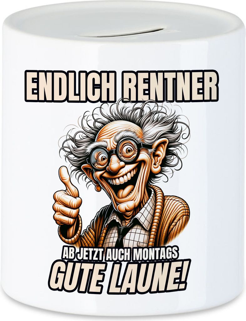 Endlich Rentner Daumen hoch Design Spardose - Geschenkidee Renten-Beginn Freizeit