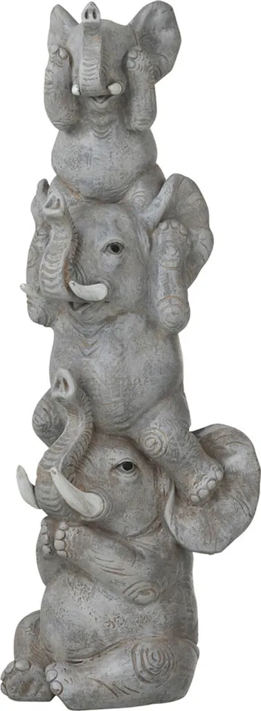 J-Line Eléphant Écoute Visage Silence Statuette Design Poly Gris