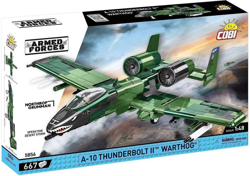 The image shows the packaging of a COBI A-10 Thunderbolt II Warthog building block set.