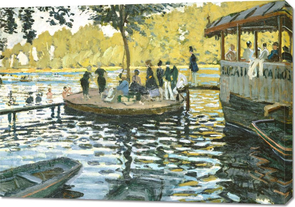 Bild 100x70cm La Grenouillère, Monet Vintage für das Wohnzimmer