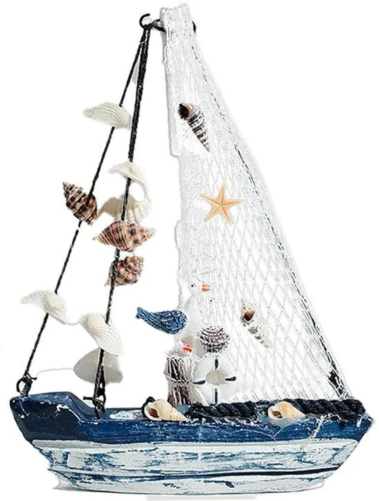 Petit voilier en bois stable pour étagère étroite - Déco marine sans encombre