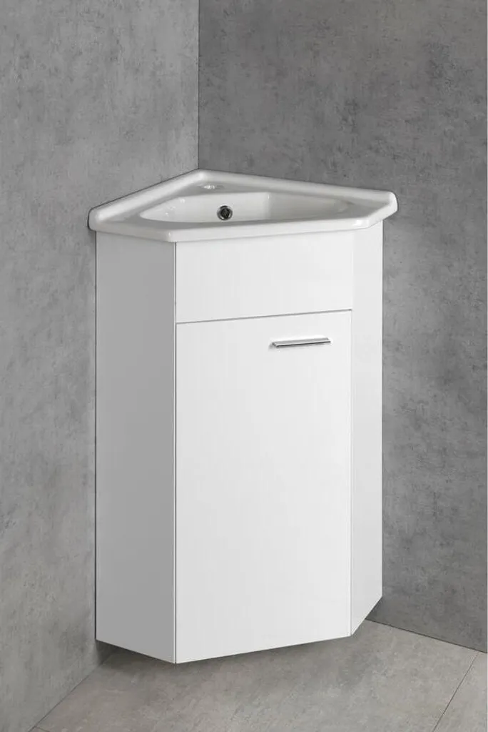 Solution Gain de Place : Armoire Basse d'Angle ZOJA Blanche pour Cuisine