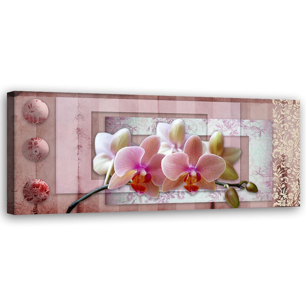 Leinwandbild Rosa Orchidee 120x40 Feeby Rosa bild für die wand bereit zum aufhängen