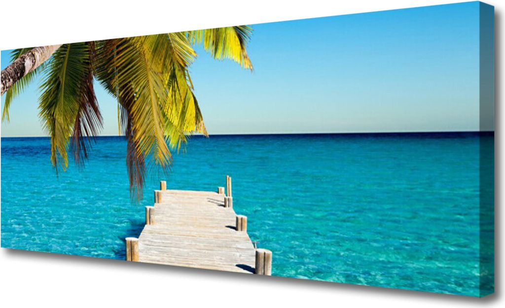 Tulup Leinwand-Bilder 125x50 Wandbild Canvas Kunstdruck Brücke Meer Architektur
