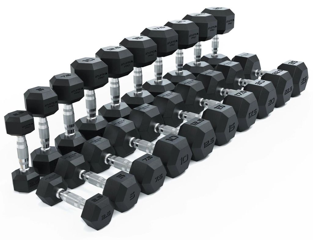 ATLETICA Hexagon Hanteln PRO | Set 2.5 - 25kg | Vollgummi Add On Plates I Drei Gewichte I Optimal um minimale Gewichtssteigerungen vorzunehmen