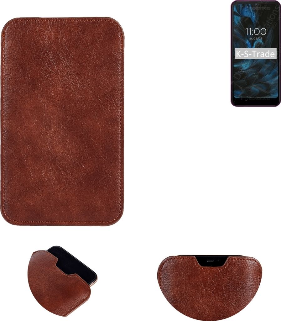 K-S-Trade Schutzhülle Handyhülle kompatibel mit BQ Mobile BQ-6353L Joy Handytasche Kunstleder Sleeve in braun