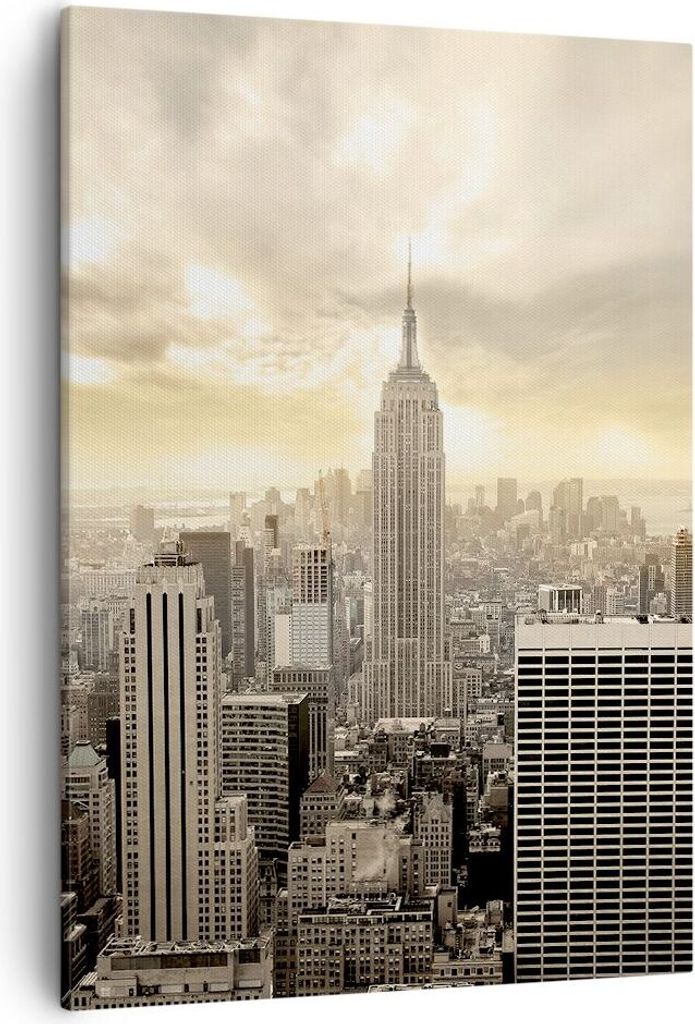 Bild auf Leinwand - Leinwandbild - Einteilig - Stadt Wolkenkratzer Manhattan New York - 50x70cm - Wand Bild - Wandbilder - Leinwanddruck - Wanddeko...
