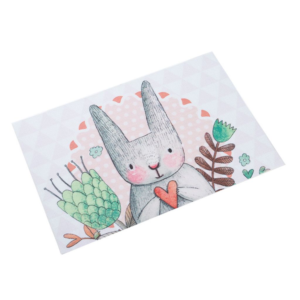 Tischmatte nicht rutschende dekorative Hasen Kaninchen Osterplatz Matte Tischdekoration Home Supplies-B