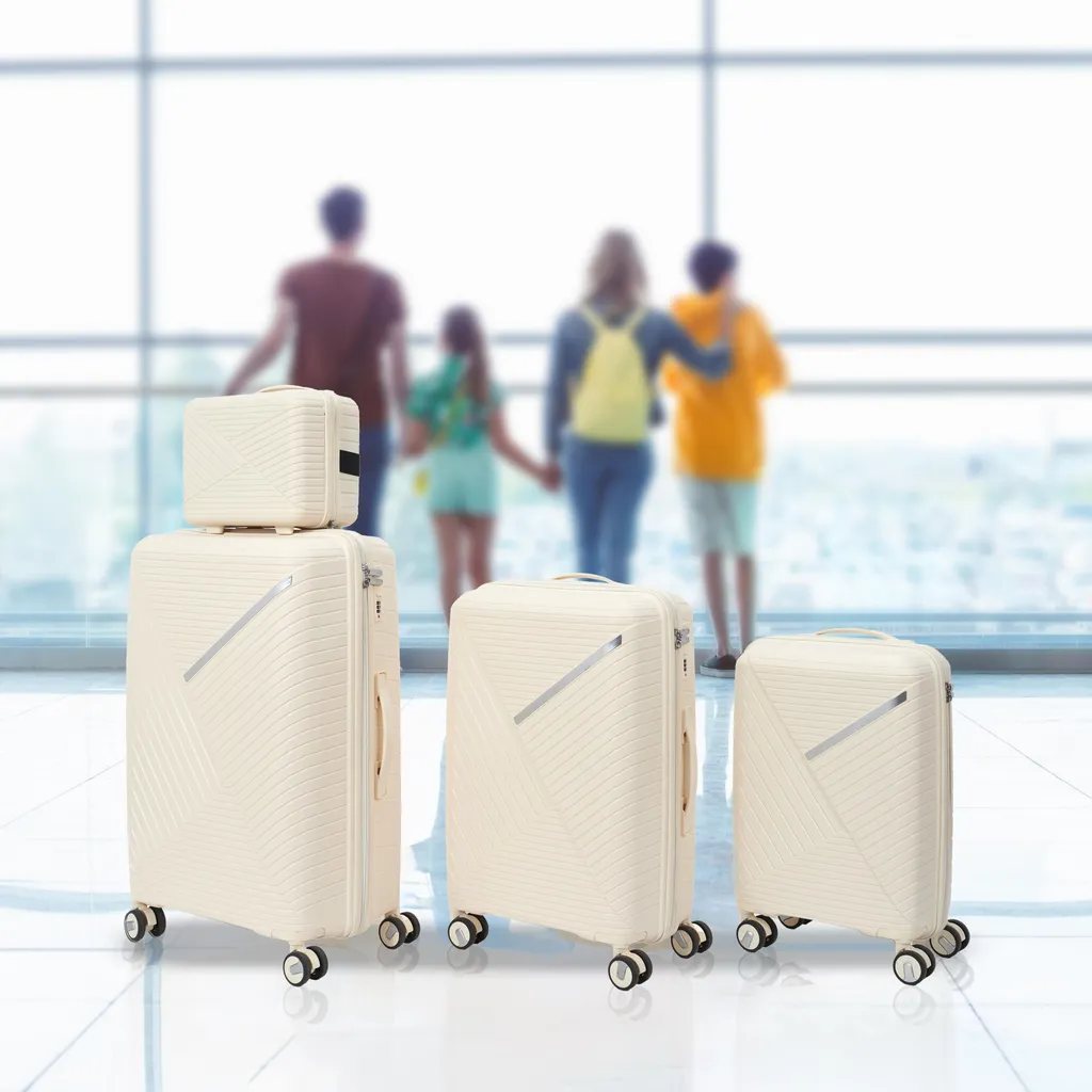 Valise Chicago Crème X4 Polypropylène robuste ensemble de 4 bagages