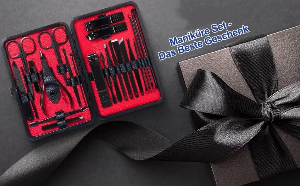 21-teiliges Maniküre-Set – Nagelknipser, Feilen, Pinzetten In Lederetui | Aus Edelstahl, Perfekt Für Unterwegs & Als Geschenk