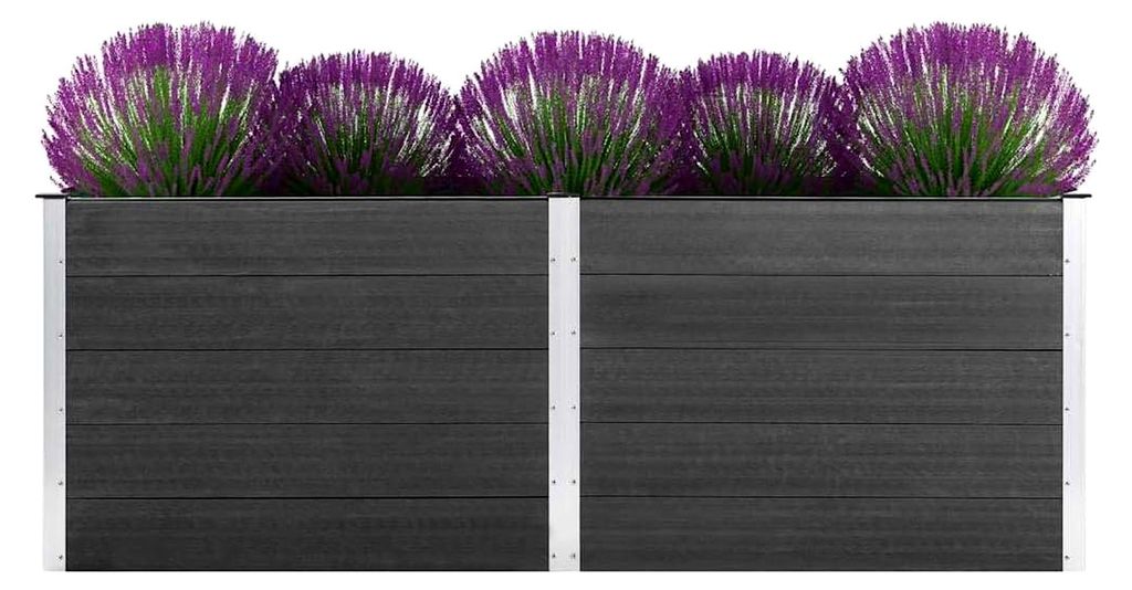 Hochbeet aus WPC, Pflanzkasten für Garten und Balkon, 250 x 100 x 91 cm in Grau