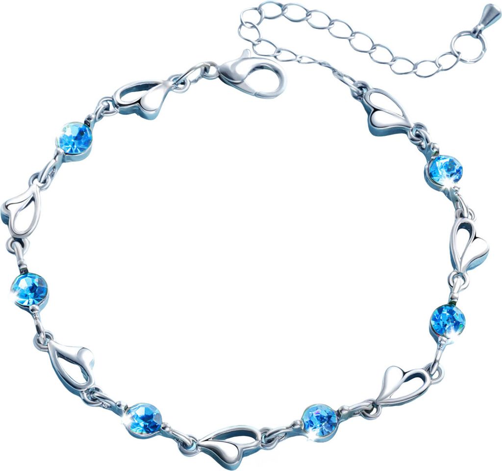 Damen-Armband mit blauem Zirkonia, Ozean-Herz, verstellbare Länge, Karabinerverschluss, polierte Legierung, Handgelenkschmuck, Jahrestagsgeschenk,...