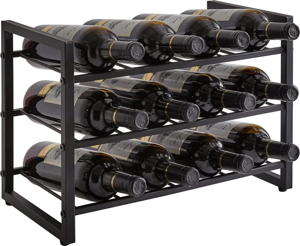 Range-bouteilles horizontal en métal - Porte-bouteilles pour 12 unités
