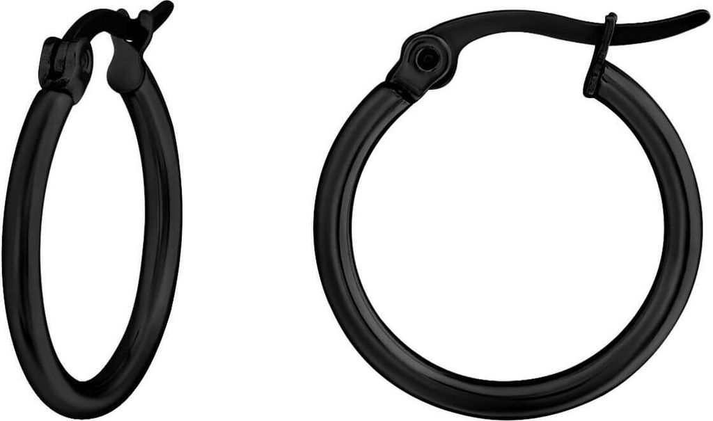 Chirurgenstahl Creolen Ohrringe schwarz 15-20mm mit französischem Verschluss Größe - 15 mm