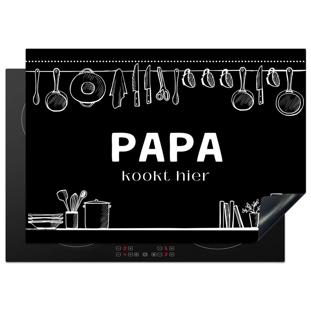 KitchenYeah Herdabdeckplatte Zitate - Daddy kocht hier - Schwarz - Vater , 75x52cm, Küche Deko, Glaskeramikkochfeld Herdabdeckung, Abdeckplatte ...
