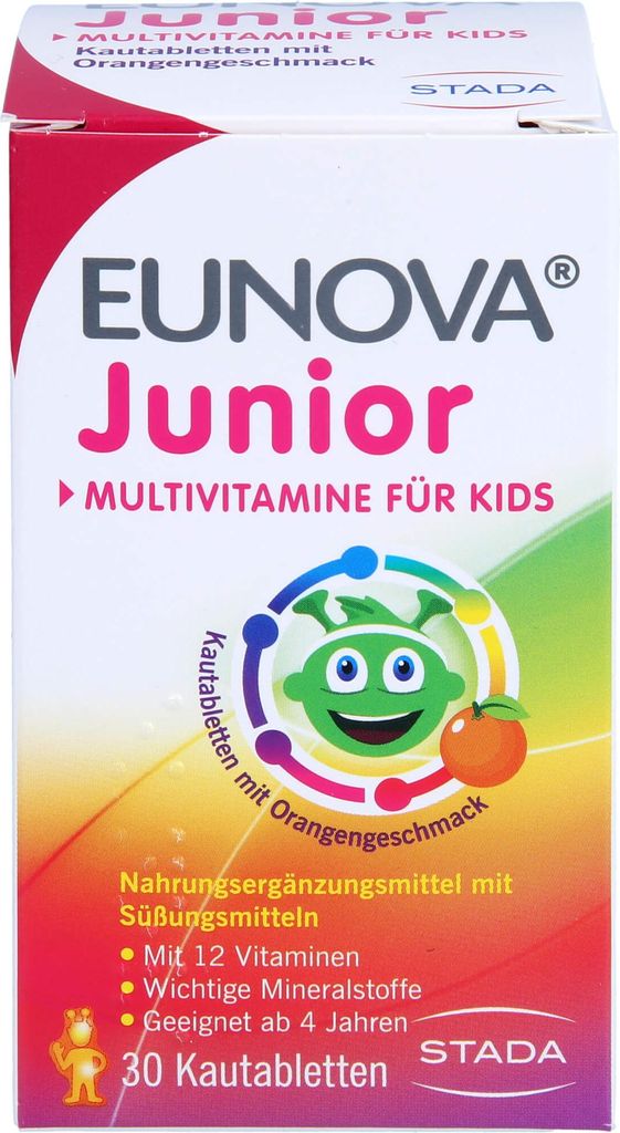 EUNOVA Junior Kautabletten mit Orangengeschmack zur Unterstützung der Gesundheit und Abwehr, 30 St. Tabletten