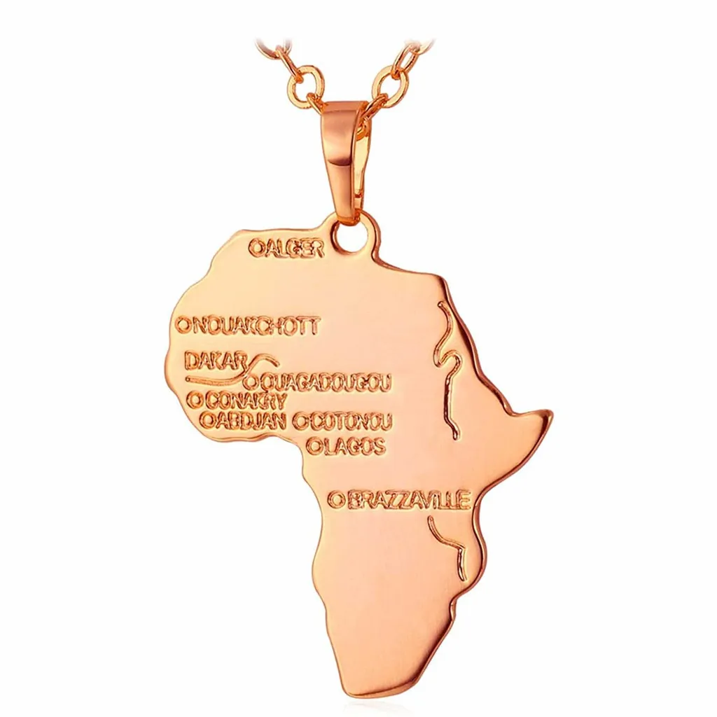Collier Carte Afrique Or Rose - Idée Cadeau Anniversaire Femme et Fille