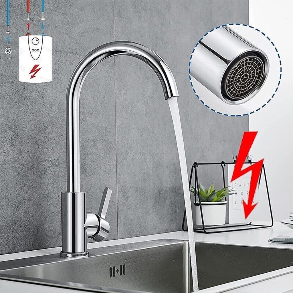 Niederdruck Küchenarmatur 360° Wasserhahn Küche Einhandmischer Spültischarmatur