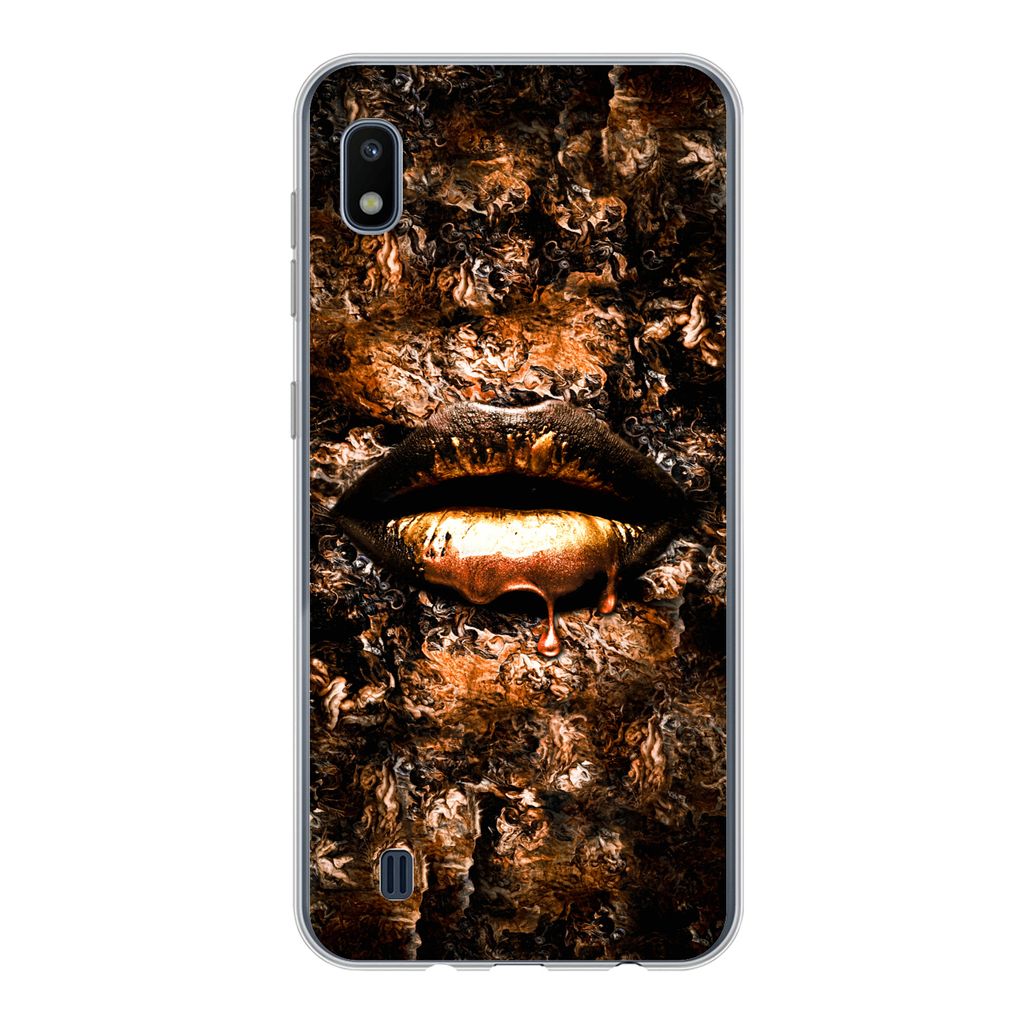 MuchoWow Handyhülle Schutzhülle Hülle für Samsung Galaxy A10 Frau - Lippen - Kupfer Silikon Softcase Handy Hülle - Schutzhülle