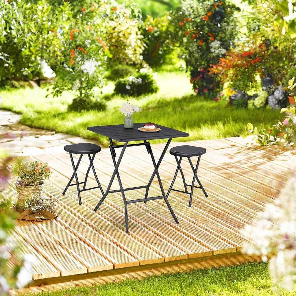 Tabourets pliants 2 pièces structure acier avec assise confortable - 2
