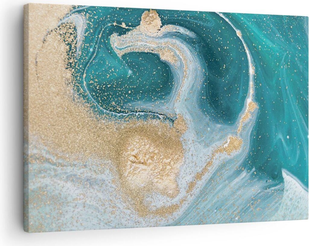 Bild auf Leinwand - Leinwandbild - Einteilig - Golden Türkis Hintergrund - 70x50cm - Wand Bild - Wanddeko - Wandbilder - Leinwanddruck - Bilder - ...
