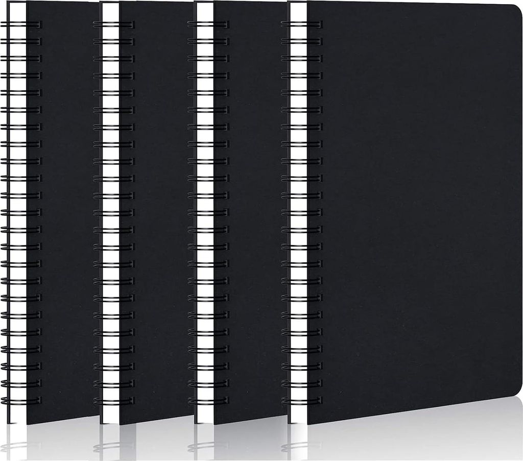 4 Stück A5 Notizbücher Liniert - Spiral Notizblock mit Kraftcover - 120 Seiten