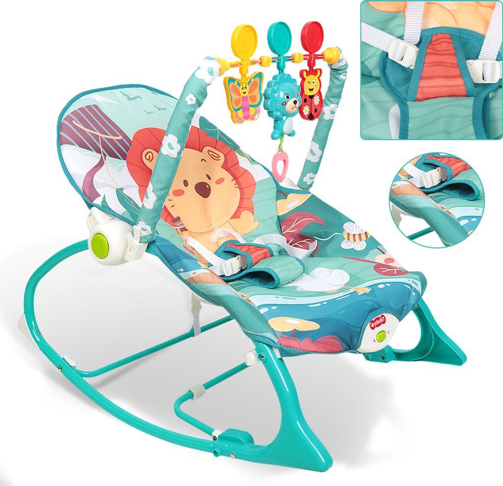 Elektrische Babywippe, Babyschaukel Baby Wippe Schaukelwippe Babyhochstuhl 80x60x43cm Blau