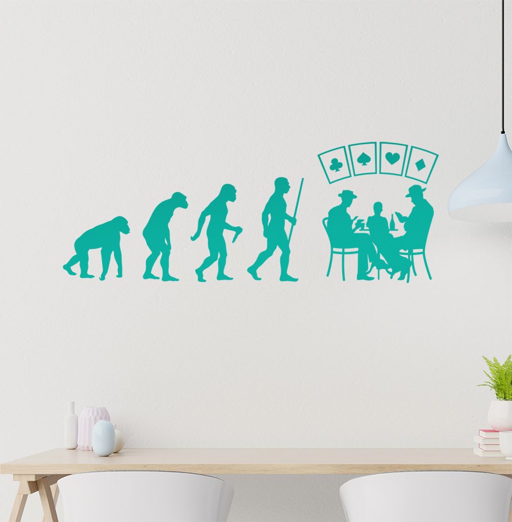 Kartenspiel Pokern Evolution Wandtattoo Wandaufkleber Wall Sticker - Dekoration, Küche, Wohnzimmer, Schlafzimmer, Badezimmer