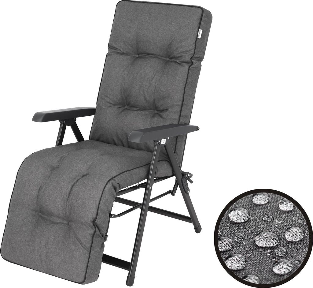 Bjird Liegenauflage Auflage für Gartenstuhl mit Fußstütze, Auflage für Gartenliege Liegestuhl mit mit Bindebänder und Gummi-Befestigungsbände...