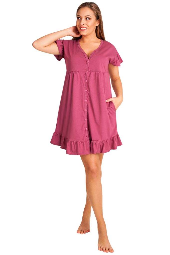 DOLCE SONNO Stillnachthemd Damen Kurzarm Baumwolle Mutterschaft Nachthemd Umstandskleid Umstandsnachthemd für Schwangere oder Stille - ARICA MALAGA M