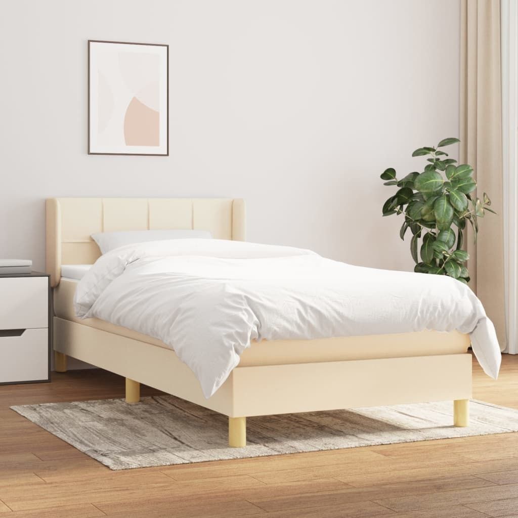 Maison Exclusive - Boxspringbett mit Matratze Creme 90x200 cm Stoff